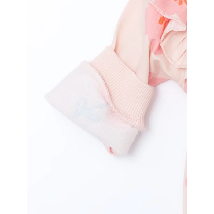 LCW baby Pembe Bisiklet Yaka Kız Çocuk Sweatshirt ve Tayt