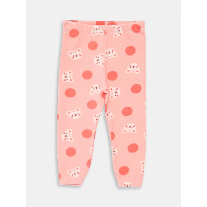 LCW baby Pembe Bisiklet Yaka Uzun Kollu Kız Bebek Pijama Takımı