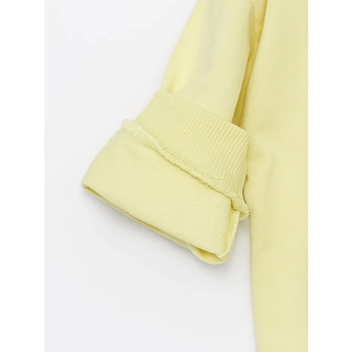 LCW baby Sarı Bisiklet Yaka Baskılı Erkek Bebek Sweatshirt ve Eşofman Alt 2li