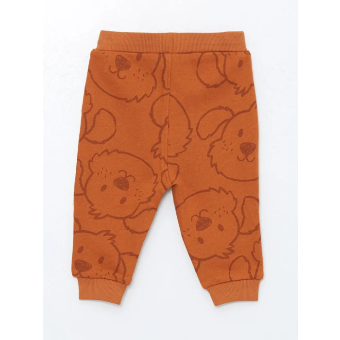 LCW baby Turuncu Bisiklet Yaka Uzun Kollu Baskılı Erkek Bebek Sweatshirt ve Eşofman Alt 2li Takım