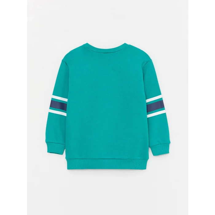 LCW baby Yeşil Bisiklet Yaka Baskılı Erkek Bebek Sweatshirt ve Eşofman Alt 2li