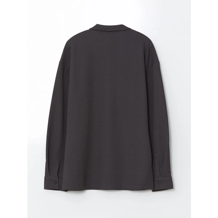 LCW Casual Antrasit Regular Fit Uzun Kollu Erkek Dokulu Gömlek