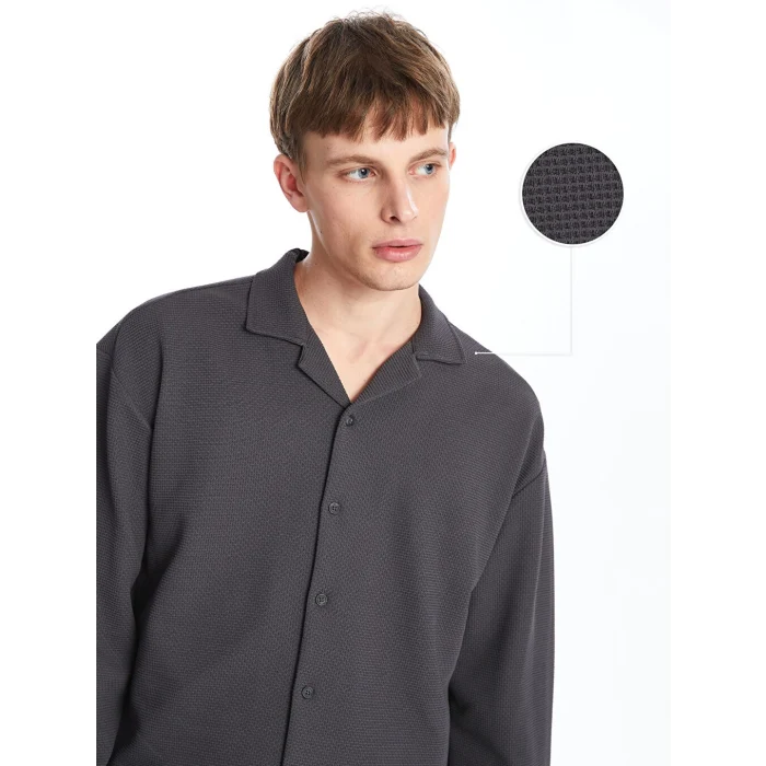 LCW Casual Antrasit Regular Fit Uzun Kollu Erkek Dokulu Gömlek