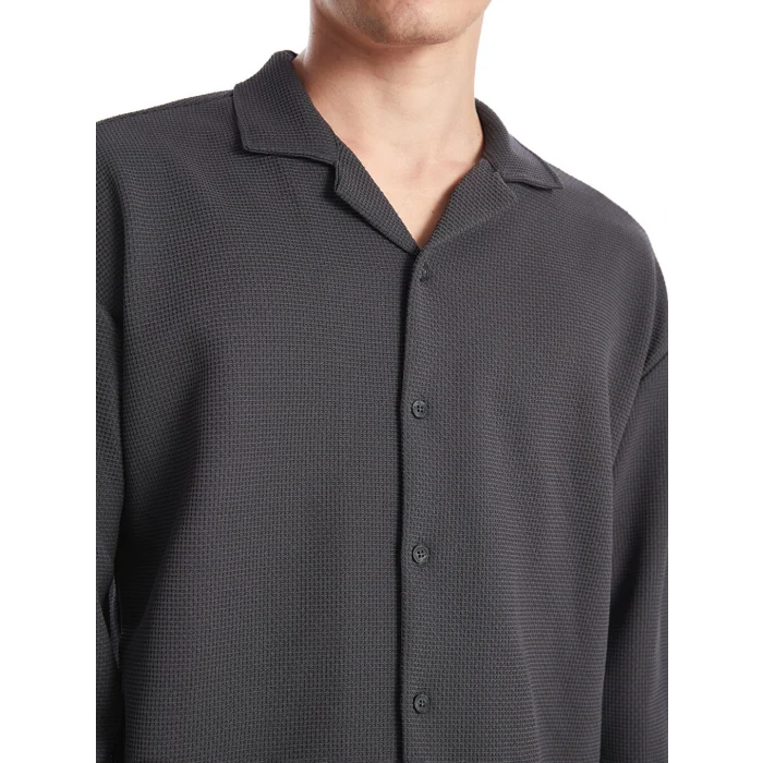 LCW Casual Antrasit Regular Fit Uzun Kollu Erkek Dokulu Gömlek