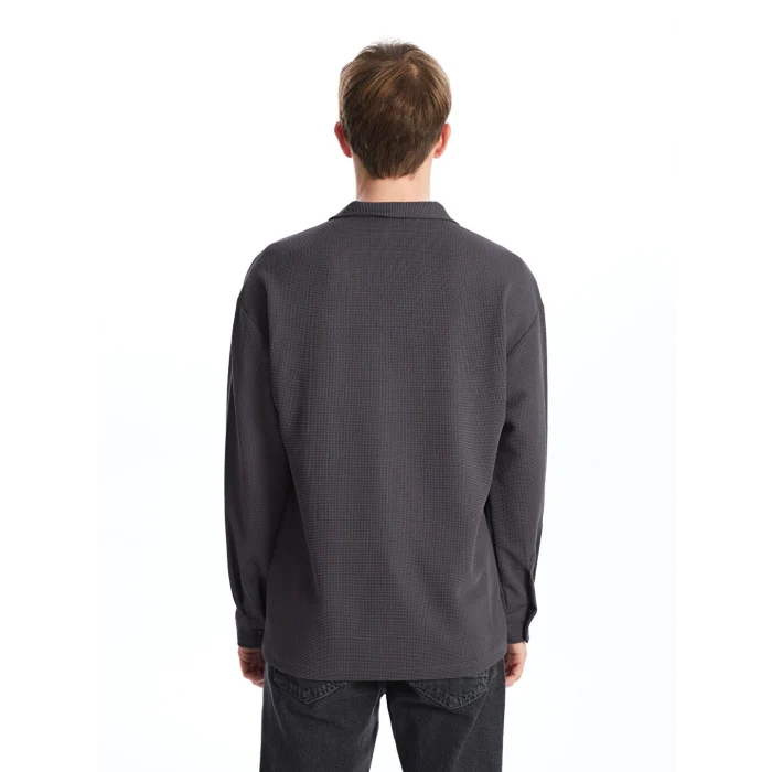 LCW Casual Antrasit Regular Fit Uzun Kollu Erkek Dokulu Gömlek