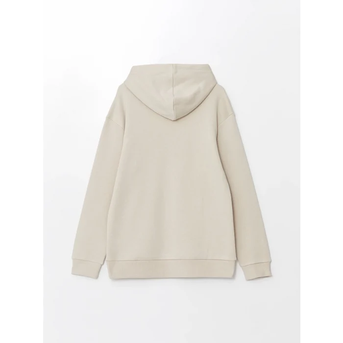 LCW Casual Bej Uzun Kollu Baskılı Erkek Kalın Hoodie