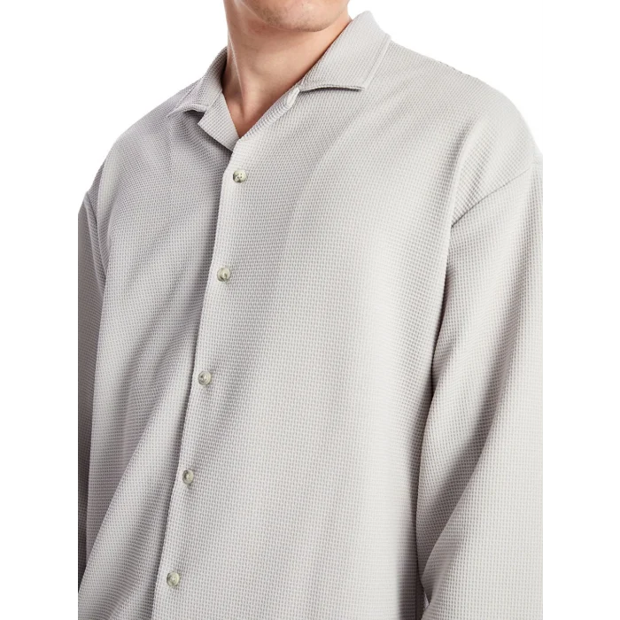 LCW Casual Gri Regular Fit Uzun Kollu Erkek Dokulu Gömlek