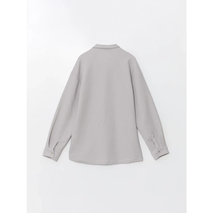 LCW Casual Gri Regular Fit Uzun Kollu Erkek Dokulu Gömlek