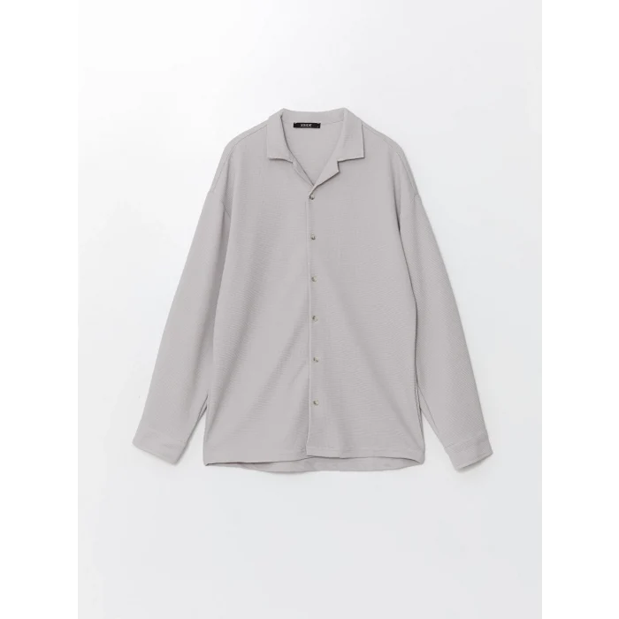 LCW Casual Gri Regular Fit Uzun Kollu Erkek Dokulu Gömlek