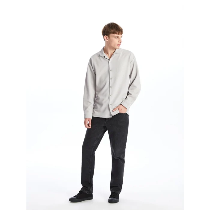LCW Casual Gri Regular Fit Uzun Kollu Erkek Dokulu Gömlek