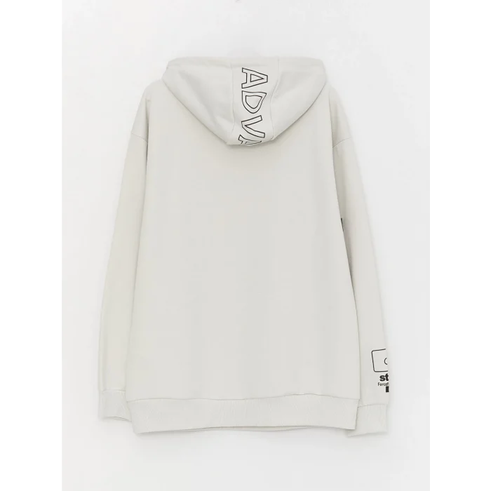 LCW Casual Gri Uzun Kollu Baskılı Erkek Hoodie