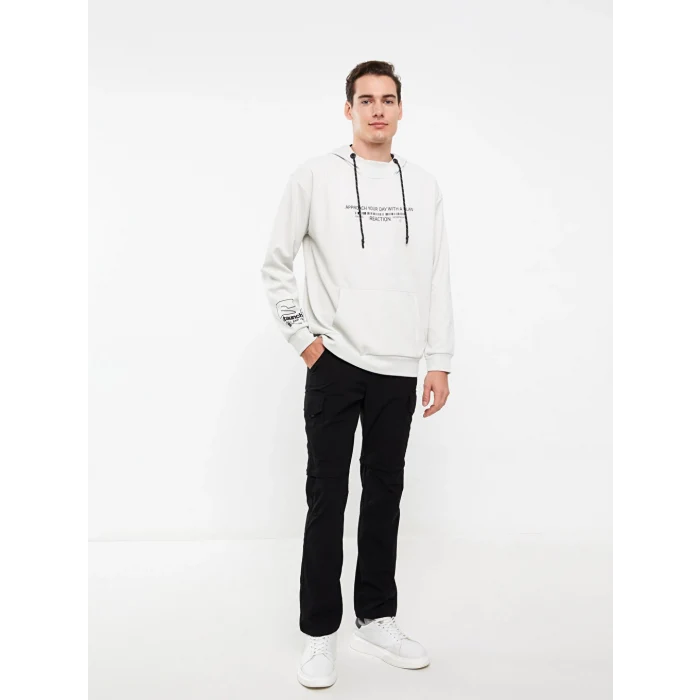 LCW Casual Gri Uzun Kollu Baskılı Erkek Hoodie