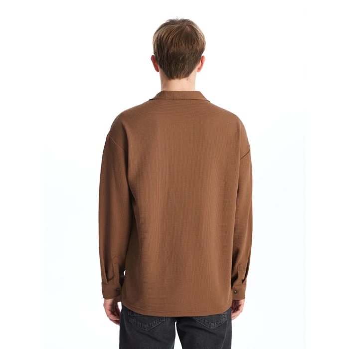 LCW Casual Kahverengi Regular Fit Uzun Kollu Erkek Dokulu Gömlek