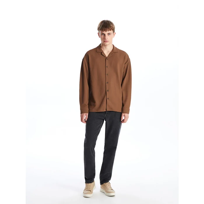 LCW Casual Kahverengi Regular Fit Uzun Kollu Erkek Dokulu Gömlek