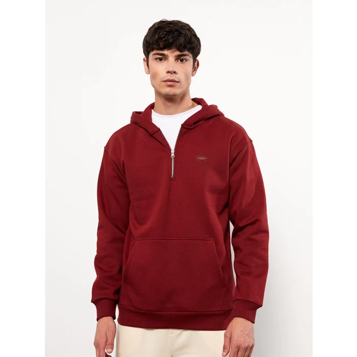 LCW Casual Kırmızı Uzun Kollu Baskılı Erkek Kalın Hoodie