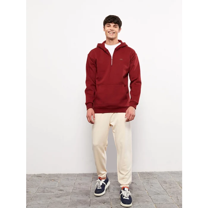 LCW Casual Kırmızı Uzun Kollu Baskılı Erkek Kalın Hoodie