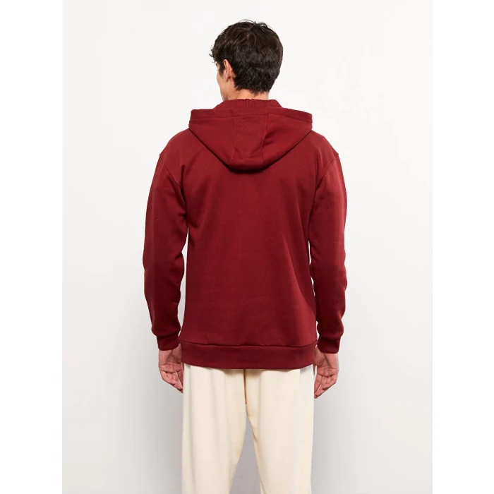 LCW Casual Kırmızı Uzun Kollu Baskılı Erkek Kalın Hoodie