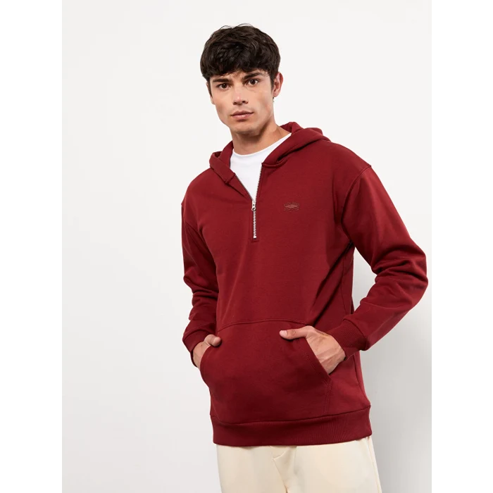 LCW Casual Kırmızı Uzun Kollu Baskılı Erkek Kalın Hoodie