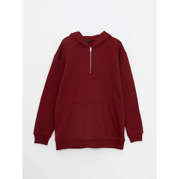 LCW Casual Kırmızı Uzun Kollu Baskılı Erkek Kalın Hoodie
