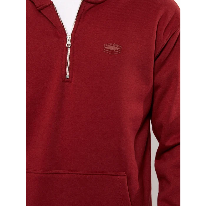 LCW Casual Kırmızı Uzun Kollu Baskılı Erkek Kalın Hoodie