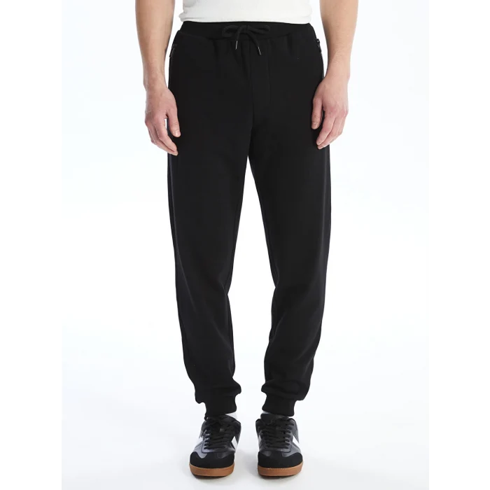 LCW Casual Siyah Slim Fit Erkek Kalın Jogger Eşofman Altı