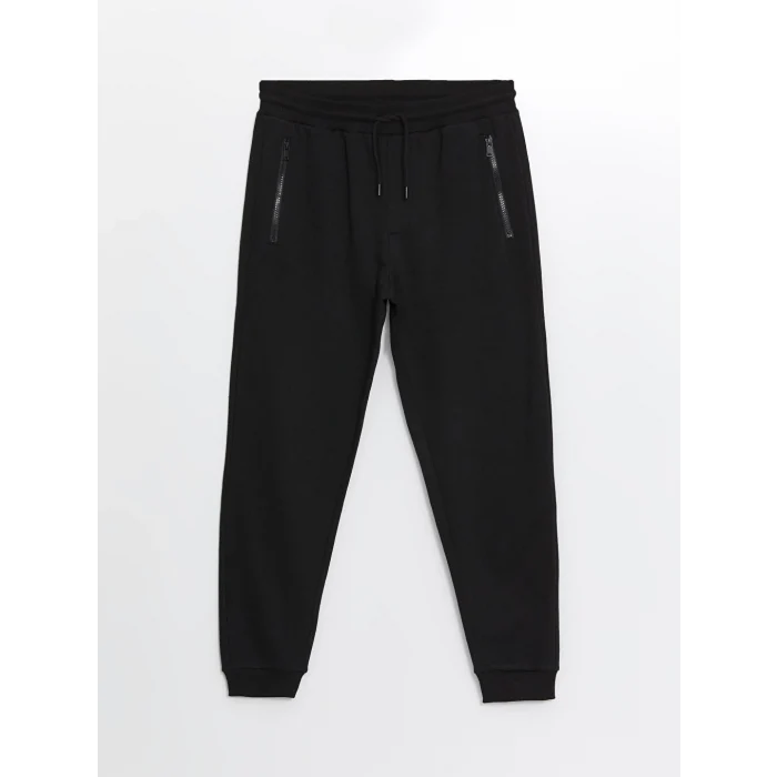 LCW Casual Siyah Slim Fit Erkek Kalın Jogger Eşofman Altı