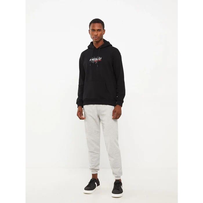 LCW Casual Siyah Uzun Kollu Baskılı Erkek Hoodie