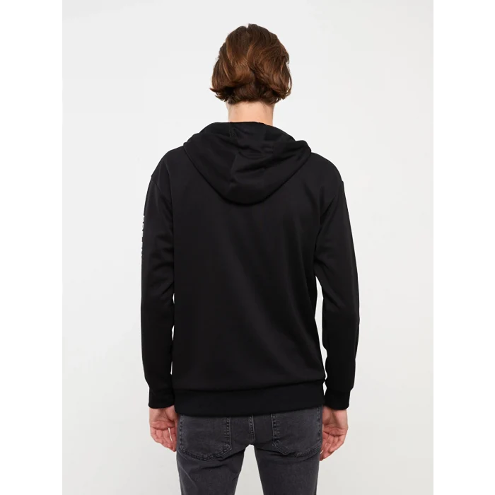 LCW Casual Siyah Uzun Kollu Baskılı Erkek Hoodie