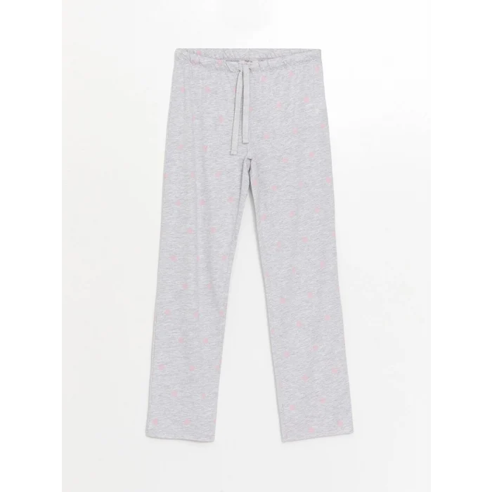 LCW DREAM Gri Bisiklet Yaka Düz Uzun Kollu Kadın Pijama Takımı