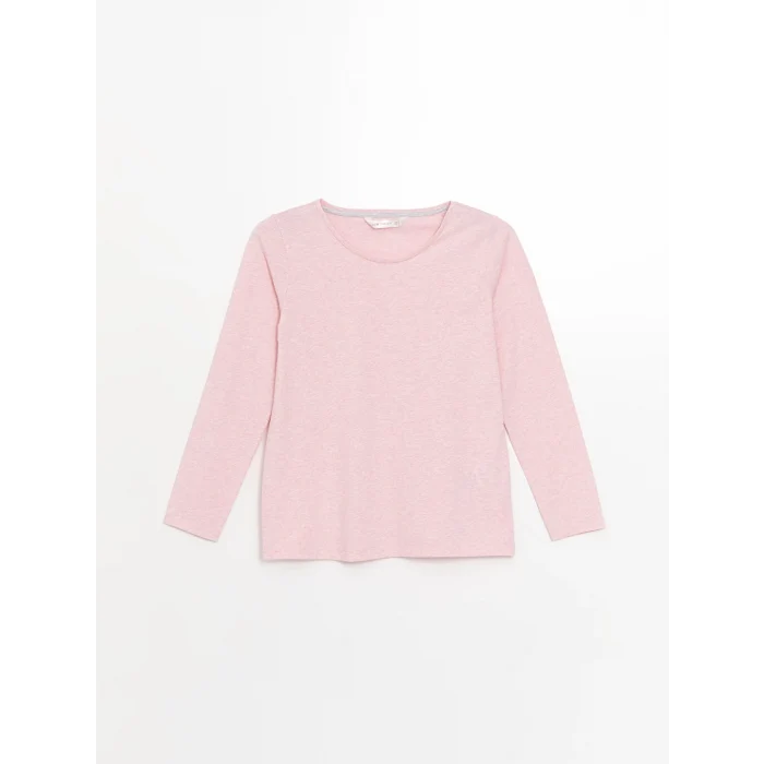 LCW DREAM Gri Bisiklet Yaka Düz Uzun Kollu Kadın Pijama Takımı