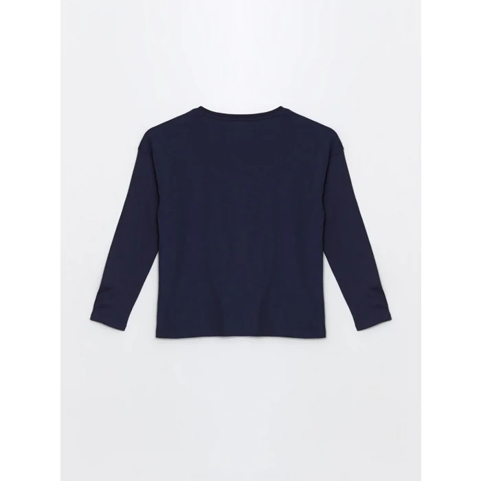 LCW DREAM Lacivert Bisiklet Yaka Baskılı Kadın Pijama Takımı