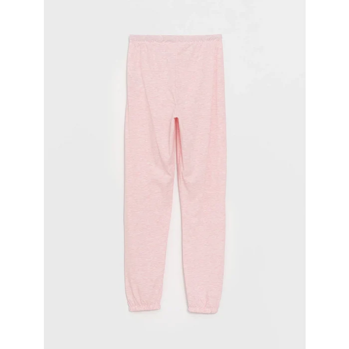 LCW DREAM Pembe Bisiklet Yaka Nakışlı Uzun Kollu Kadın Pijama Takımı