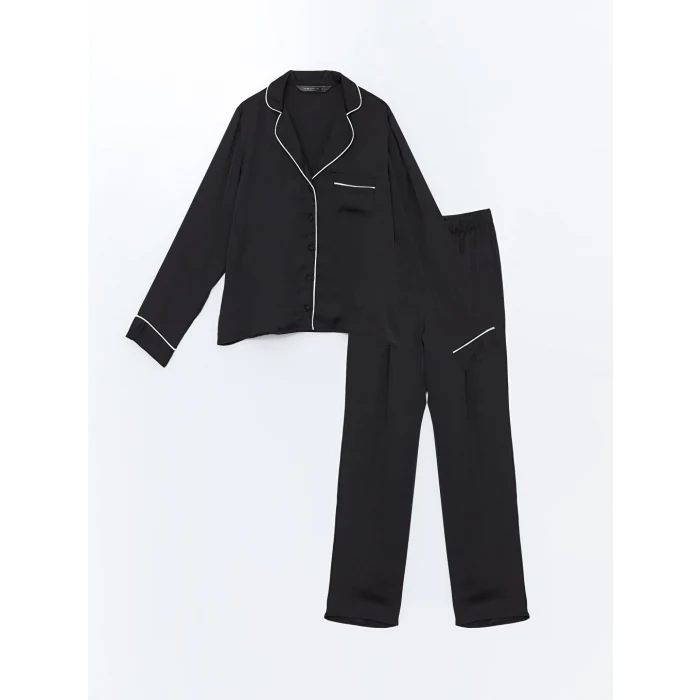 LCW DREAM Siyah Gömlek Yaka Kadın Pijama Takımı