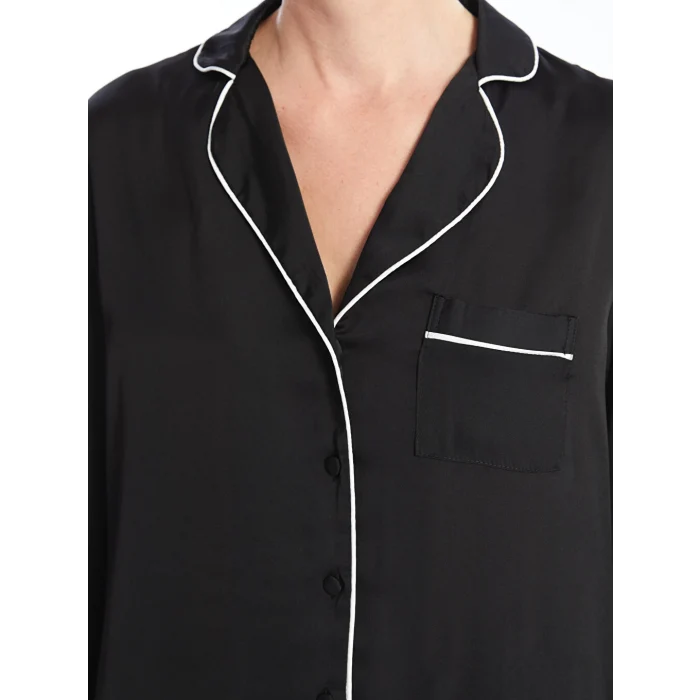 LCW DREAM Siyah Gömlek Yaka Kadın Pijama Takımı