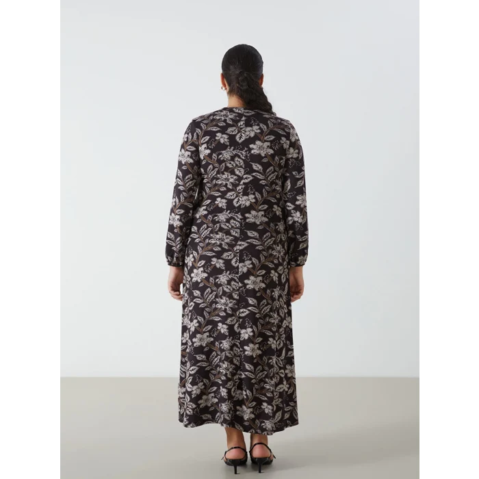 LCW Grace Kahverengi Bisiklet Yaka Desenli Kadın Elbise