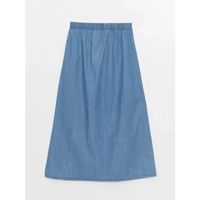 LCW Grace Mavi Kadın Beli Lastikli Düz Jean Etek