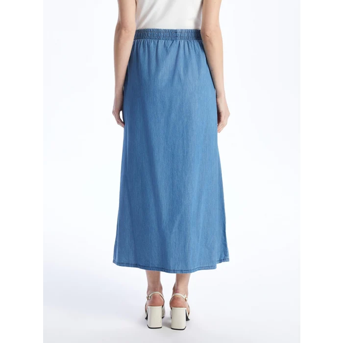 LCW Grace Mavi Kadın Beli Lastikli Düz Jean Etek