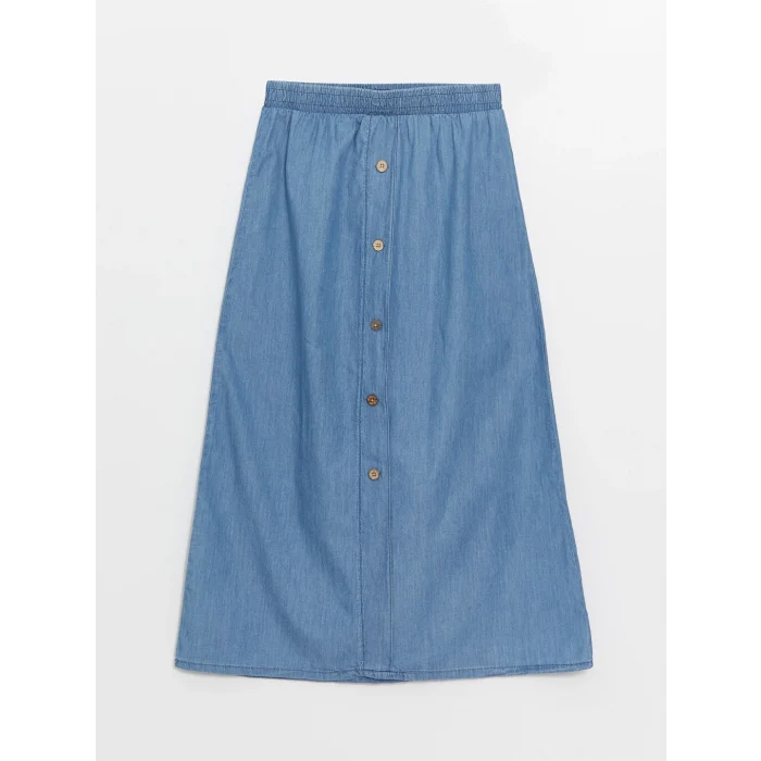 LCW Grace Mavi Kadın Beli Lastikli Düz Jean Etek