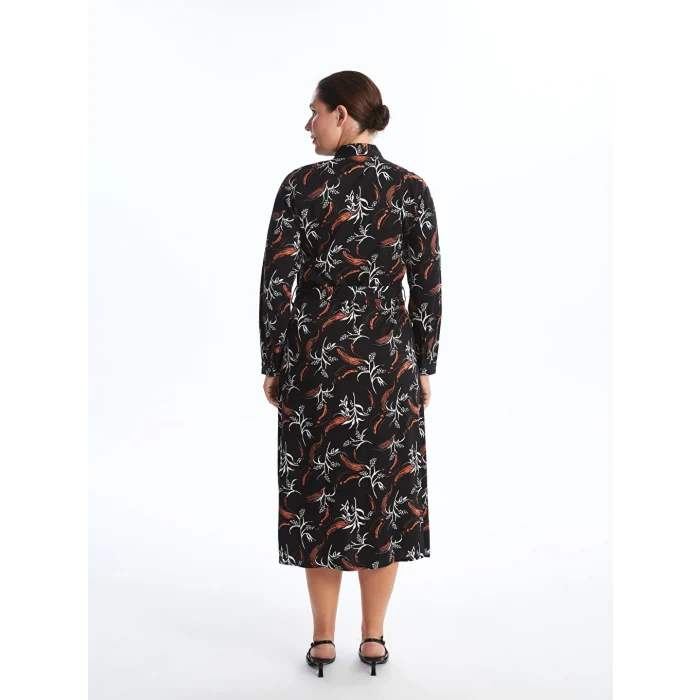 LCW Grace Siyah Desenli Kadın Gömlek Elbise