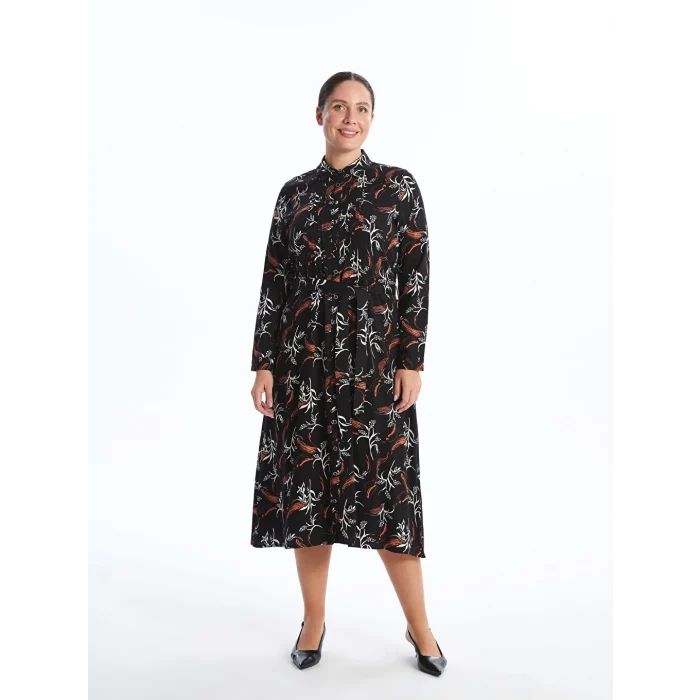 LCW Grace Siyah Desenli Kadın Gömlek Elbise