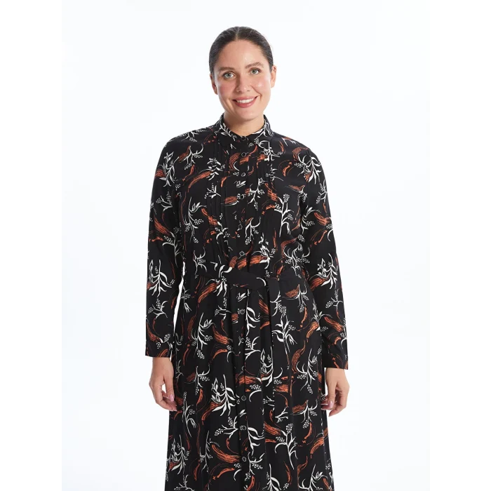 LCW Grace Siyah Desenli Kadın Gömlek Elbise