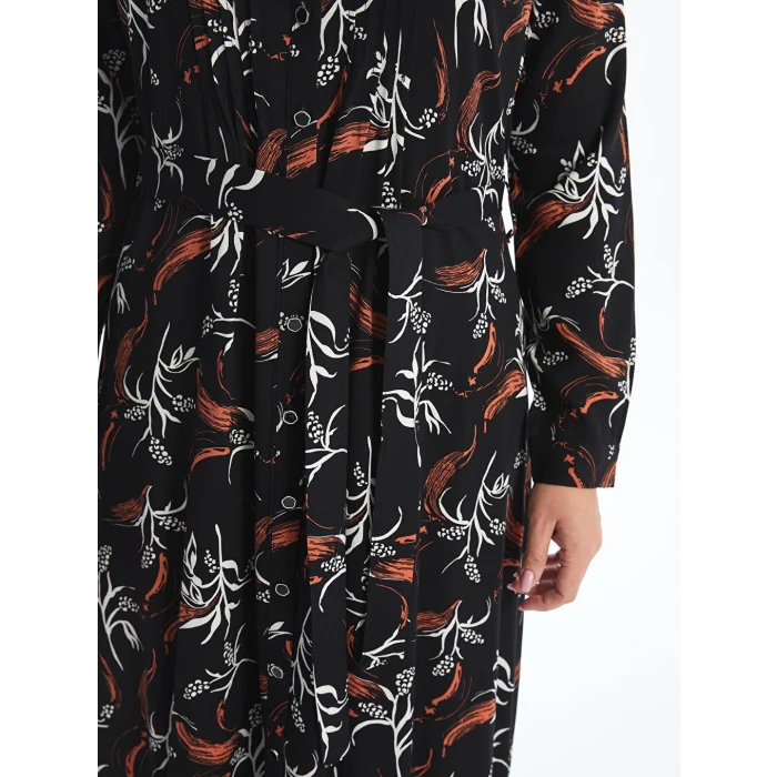 LCW Grace Siyah Desenli Kadın Gömlek Elbise