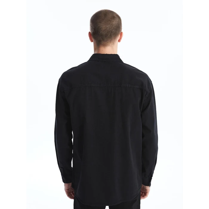 LCW Jeans Siyah Rahat Kalıp Uzun Kollu Erkek Jean Gömlek