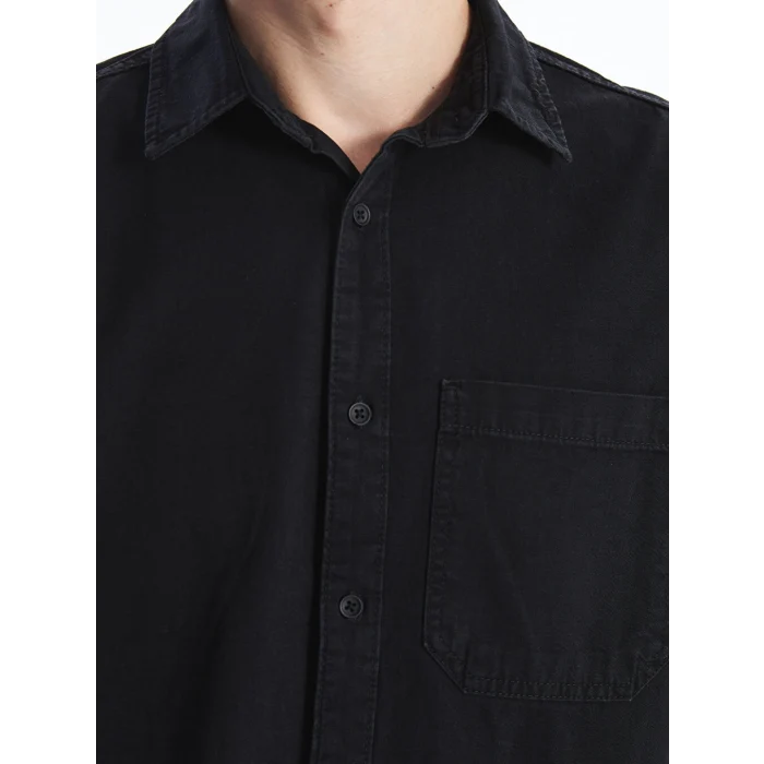 LCW Jeans Siyah Rahat Kalıp Uzun Kollu Erkek Jean Gömlek