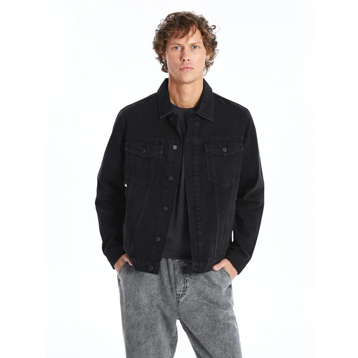 LCW Jeans Siyah Standart Kalıp Erkek Jean Ceket