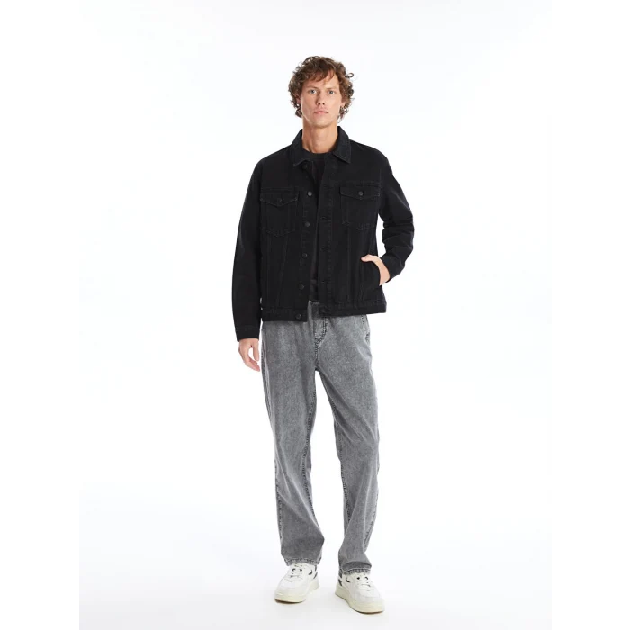 LCW Jeans Siyah Standart Kalıp Erkek Jean Ceket
