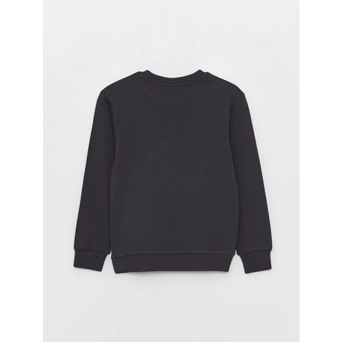 LCW Kids Antrasit Bisiklet Yaka Baskılı Çift Yönlü Payetli Uzun Kollu Erkek Çocuk Tişört