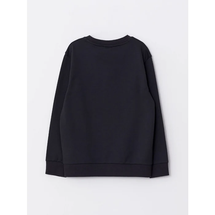 LCW Kids Antrasit Bisiklet Yaka Baskılı Uzun Kollu Erkek Çocuk Sweatshirt