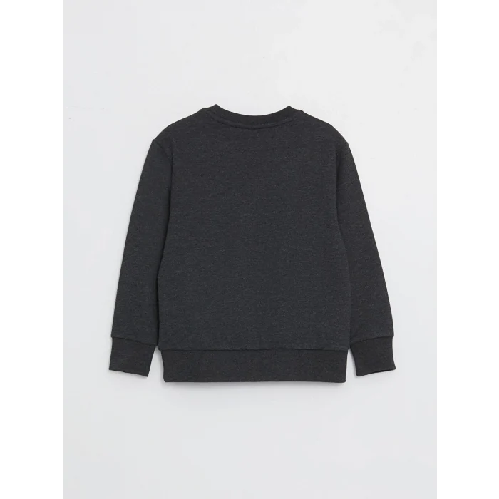 LCW Kids Antrasit Bisiklet Yaka Baskılı Uzun Kollu Erkek Çocuk Sweatshirt