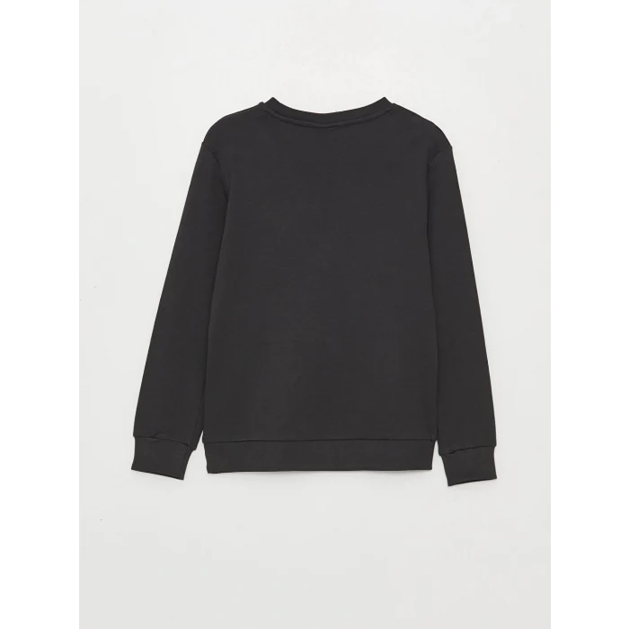 LCW Kids Antrasit Bisiklet Yaka Çift Yönlü Payetli Uzun Kollu Erkek Çocuk Sweatshirt